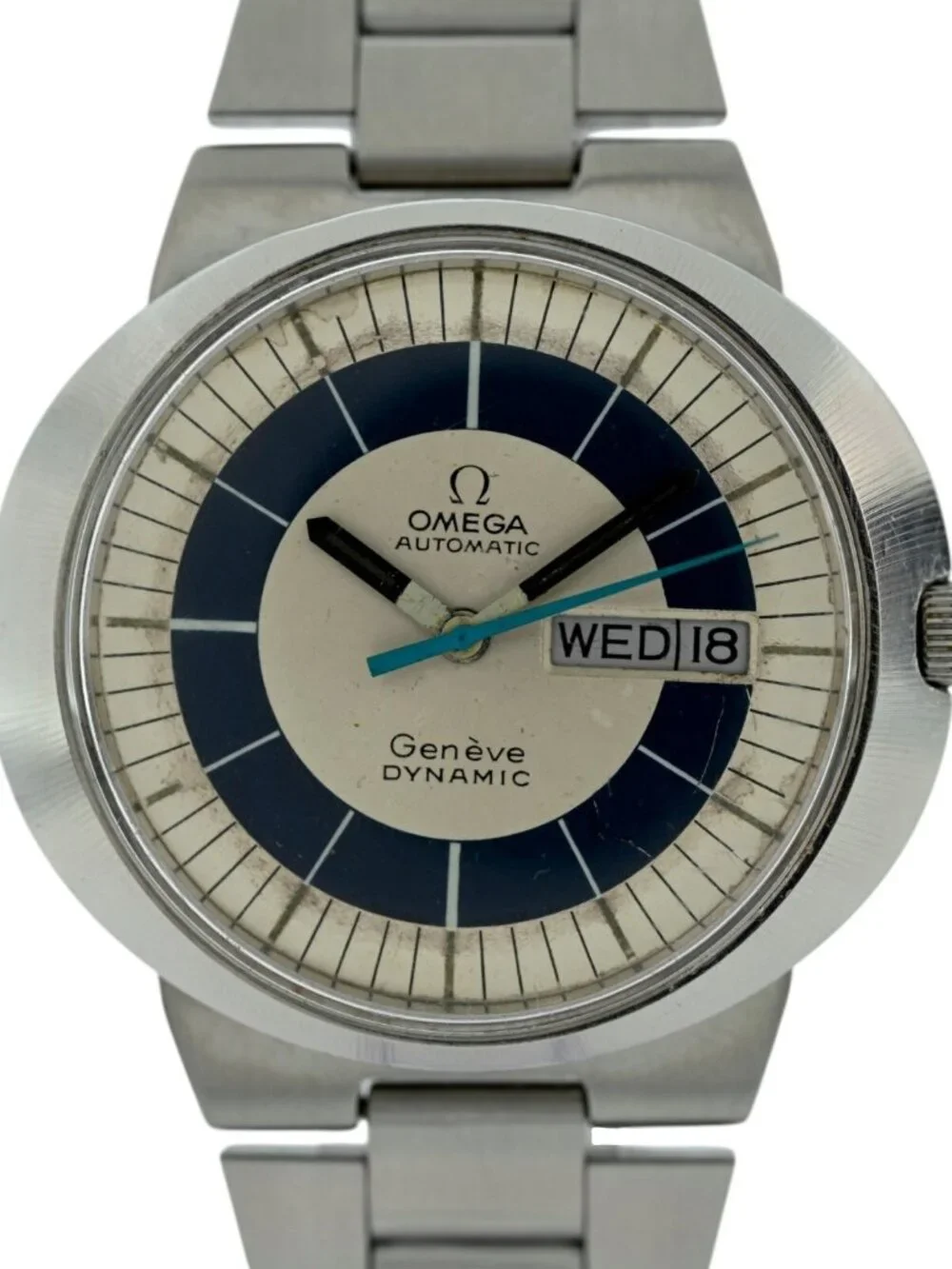Omega 41mm Men's Dynamic Blue/ Silver Dial Automatic Swiss Made Watch! Tool 107!